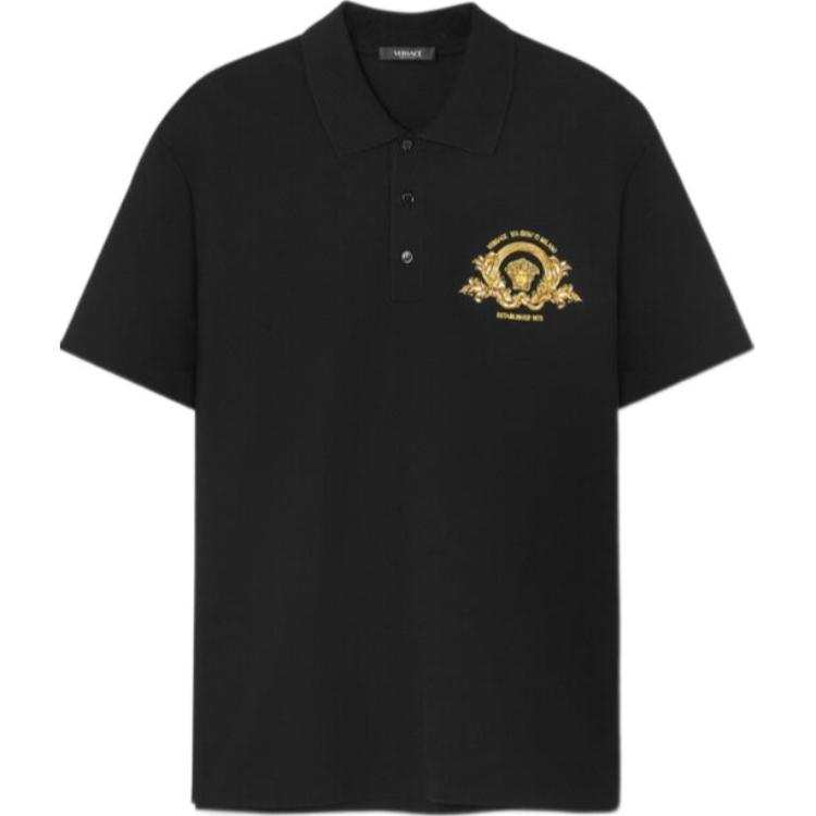 VERSACE Coupe Blason Embroidered Short Sleeved Polo Shirt