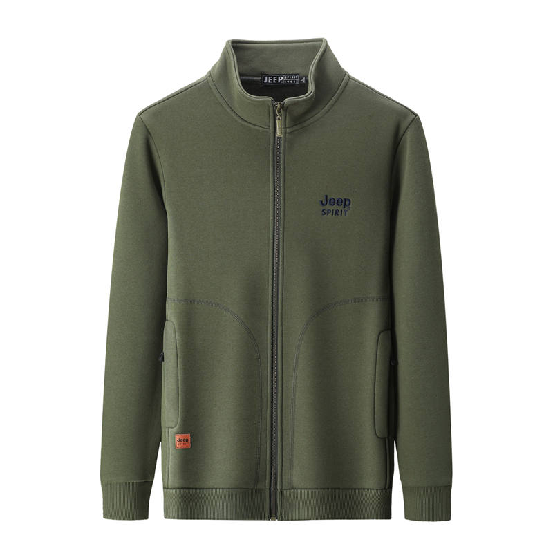 JEEP SPIRIT Sweatshirts Unisex Stand Collar Moderate Cardigan