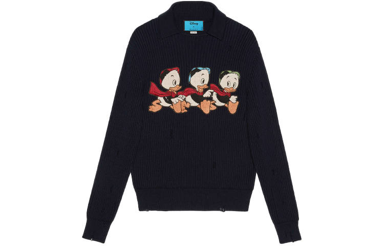 GUCCI GUCCI X Disney Sweaters Men's Dark Blue Lapel Moderate Base Layer