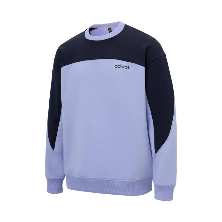 Adidas Adidas Patchwork Pullover Fleece Lined Thermal Crew Neck American Vintage Sweatshirt Unisex Light Purple