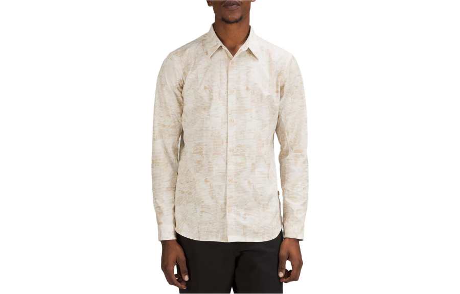 Lululemon New Venture No Stink Zinc™ Fabric Shirt Men's Bay Window Patchwork Antique White