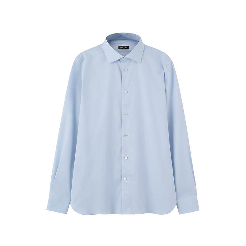 Ermenegildo Zegna Shirts Men's Light Blue Pointed Collar Moderate