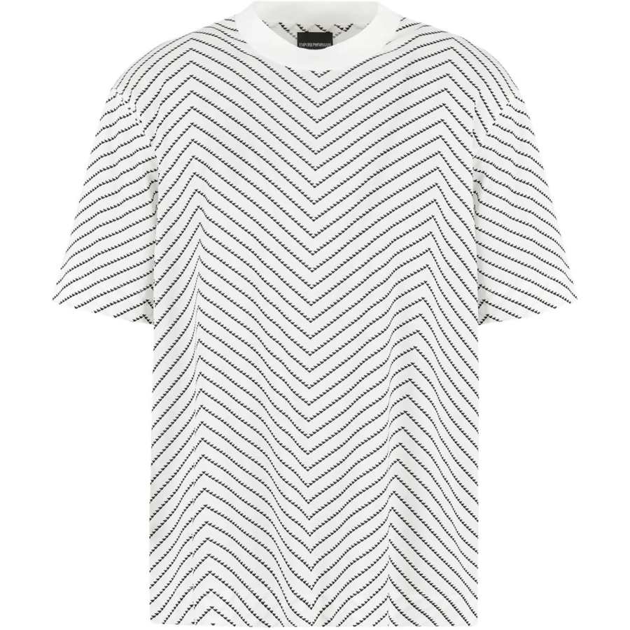 EMPORIO ARMANI Lyocell Blend jersey T shirt With Macro Chevron Print And Micro Eagle