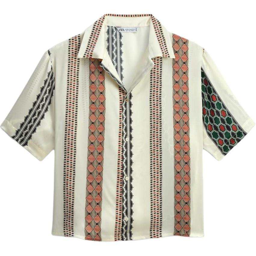 ZARA ZARA Shirts Men's Print Lapel Thin