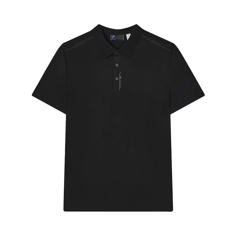 FILA Polo Shirts Men's Black Polo Collar Moderate Straight Fit