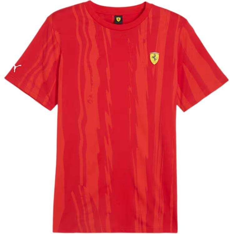 PUMA Scuderia Ferrari T Shirts Men's Ferrari Red Crew Neck Moderate