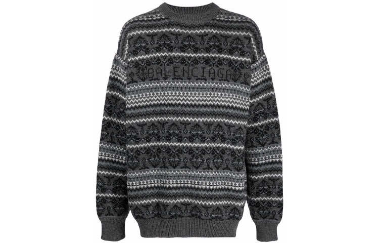 Balenciaga Sweaters Men's Gray Crew Neck Moderate Base Layer
