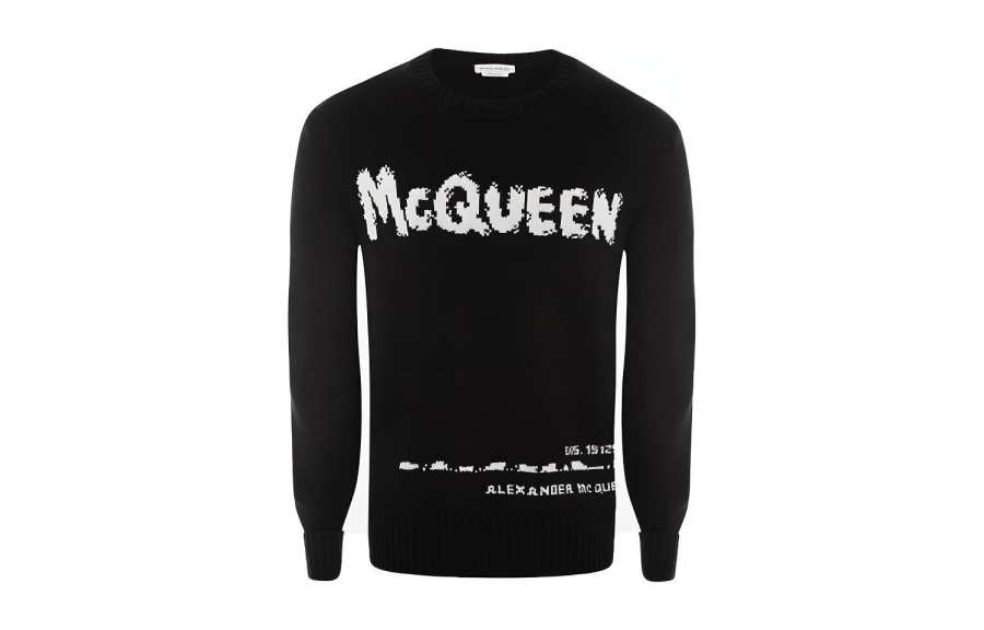 Alexander McQueen Graffiti Logo Intarsia Knitted Jumper
