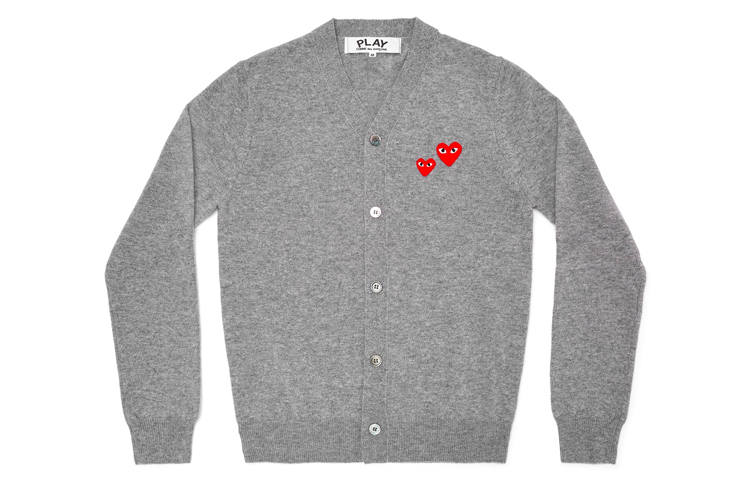 CDG Play Comme Des Garcons Play Double Heart Cardigan Sweater