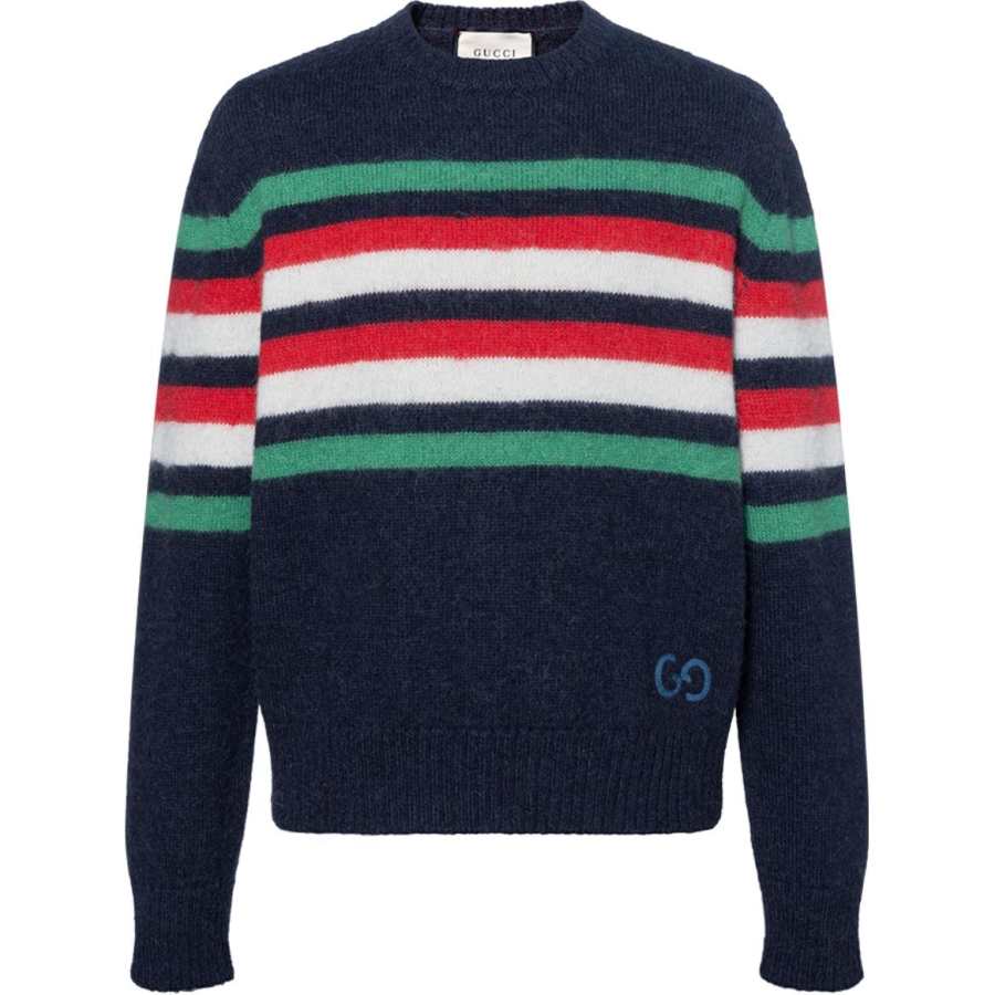 GUCCI 【Previous Season】GG-detail striped jumper