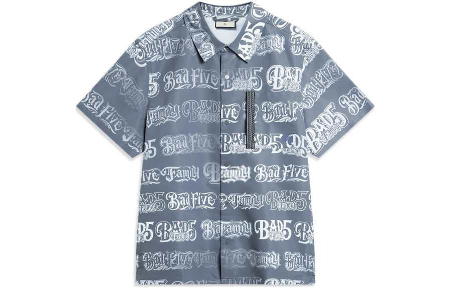 Li-Ning Li Ning x MISTER CARTOON Badfive Shirt Men's Dull Gray Sky Blue