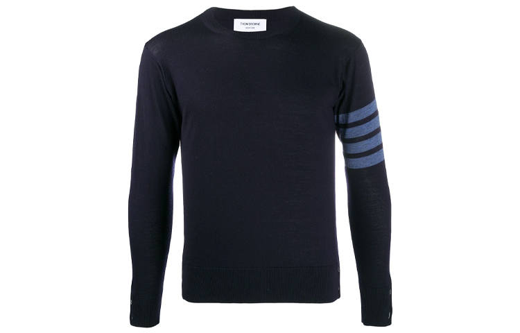 THOM BROWNE THOM BROWNE Sweaters Men's Blue Crew Neck Moderate Other