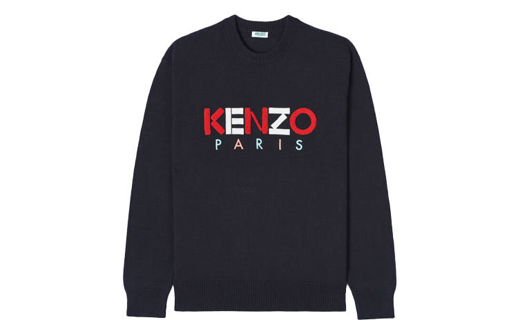 KENZO Letter Logo Sweaters Men's Black Crew Neck Moderate