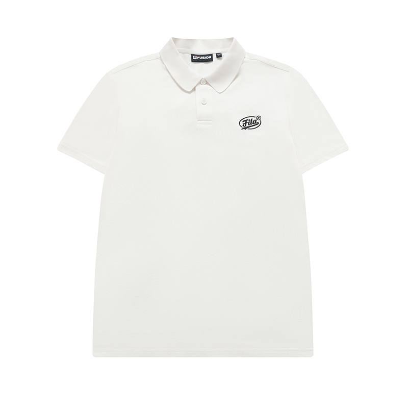 FILA FUSION Polo Shirts Men's White Crew Neck Moderate Straight Fit