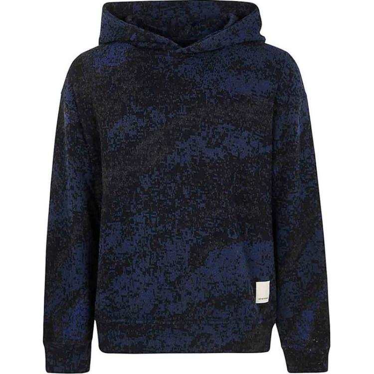 EMPORIO ARMANI Logo Patch Knitted Hoodie