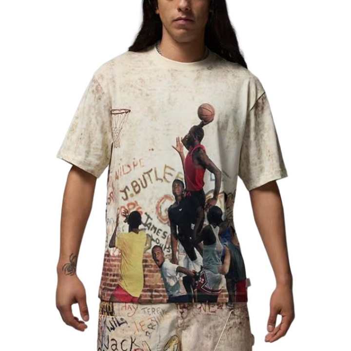 Jordan Jordan Air T Shirts Men's Ecru Crew Neck Moderate