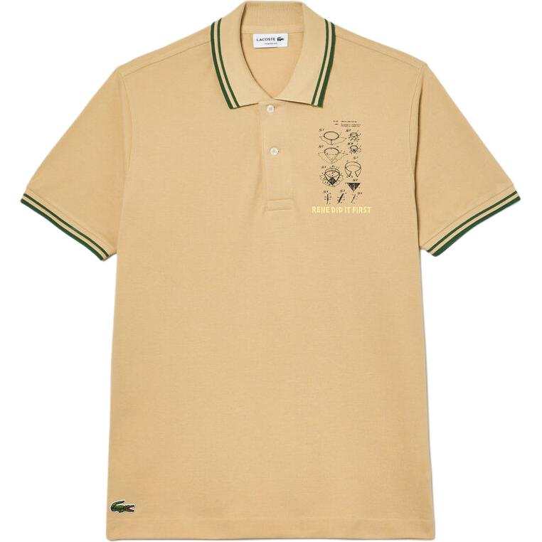 LACOSTE Slogan-embroidered Cotton Polo Shirt