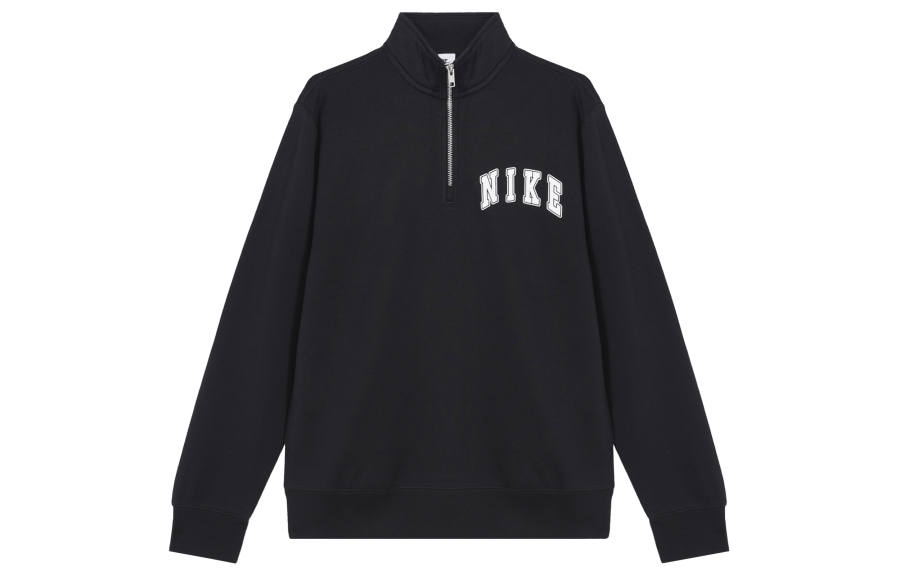 Nike Nike Club Letter Small Logo Fashion Comfortable Soft Fleece Lined Long Sleeved Sweatshirt Men's Black