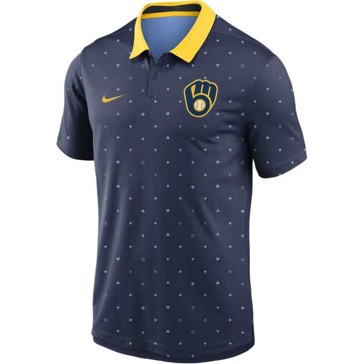 Nike Nike MLB Collaboration Milwaukee Brewers Leg Polo Shirt Men's Marine Blue