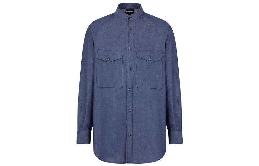 EMPORIO ARMANI Band-collar Cotton Shirt