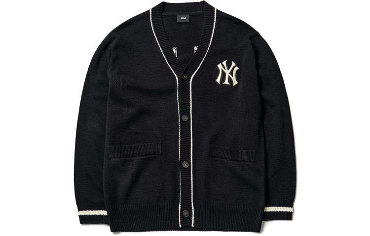 MLB New York Yankees Sweaters Unisex Black V Neck Moderate Cardigan