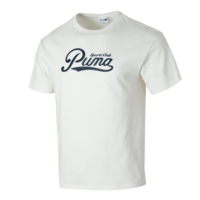 PUMA PUMA T Shirts Men's Ecru Crew Neck Moderate