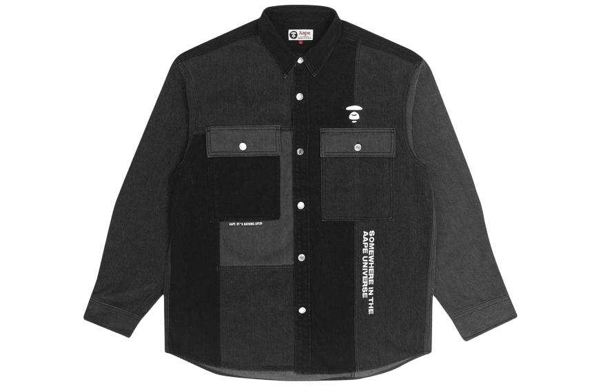 Aape Aape Shirts Men's Polo Collar Moderate Denim