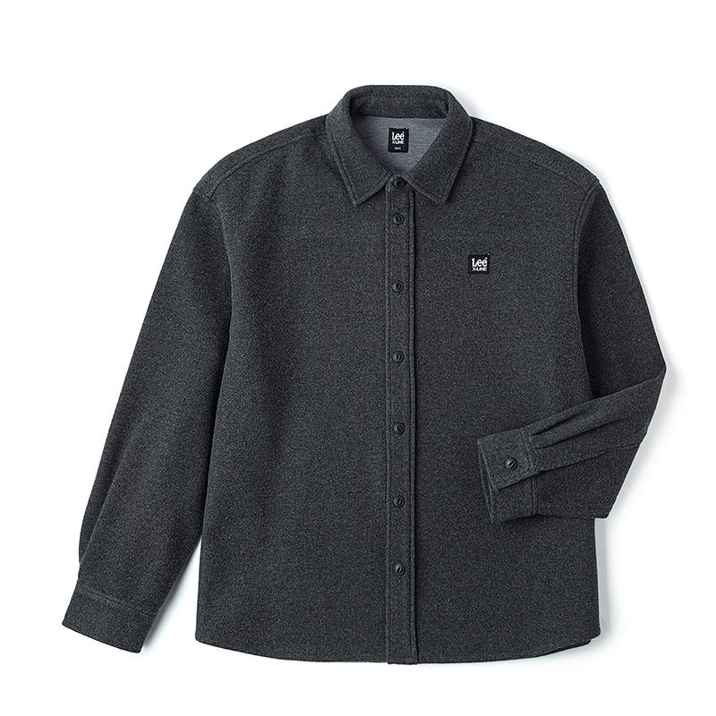 Lee Lee Shirts Men's Dark Gray Lapel Moderate Shirt