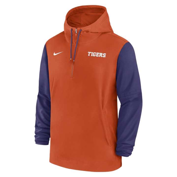 Nike Nike Clemson Tigers Sideline Pre Game Player Men's Nike College 1/2 Zip Hooded Jacket