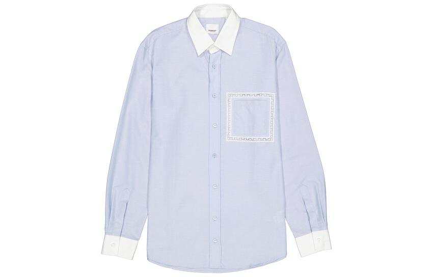 Burberry Shirts Men's Blue Pointed Collar Moderate Other