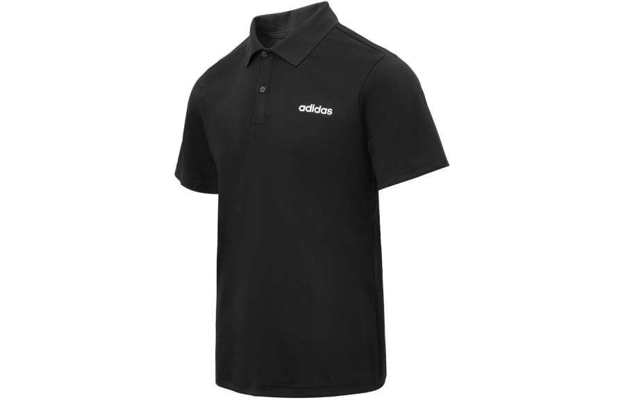 Adidas Adidas Polo Shirts Men's Black Polo Collar Moderate Straight Fit