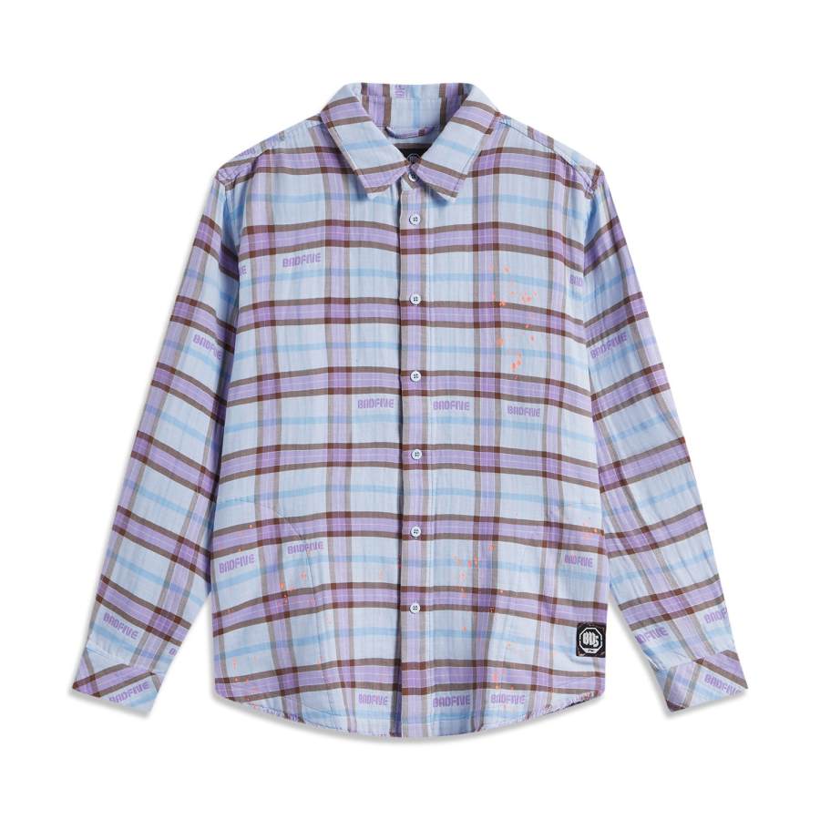 Li-Ning Li Ning BADFIVE Shirt Men's Blue Purple Plaid