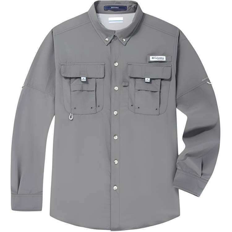 Columbia PFG Shirts Unisex Gray Lapel Moderate Other