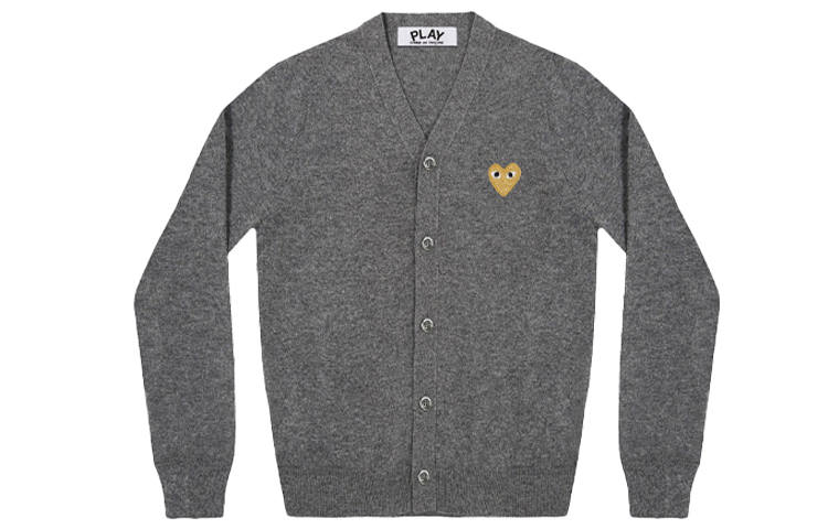 CDG Play Comme Des Garcons Play Gold Heart Knit Cardigan Sweater