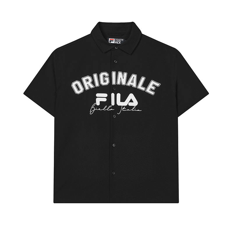 FILA Polo Shirts Men's Black Polo Collar Moderate Straight Fit
