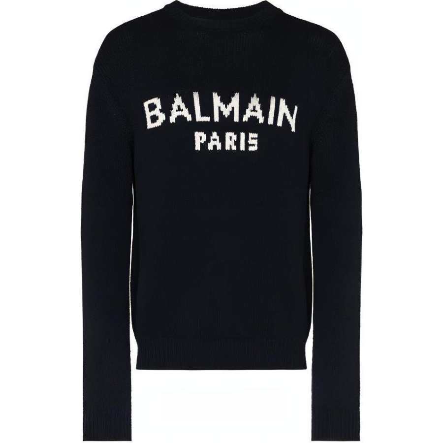 BALMAIN BALMAIN Sweaters Men's Dark Blue Crew Neck Moderate Base Layer
