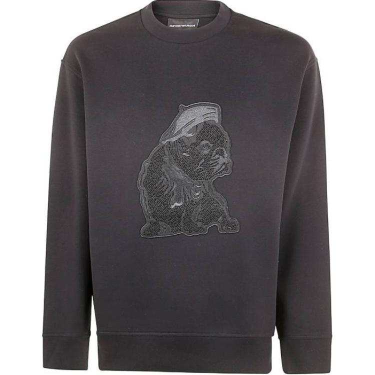 EMPORIO ARMANI Dog Patch Crewneck Jersey Sweatshirt