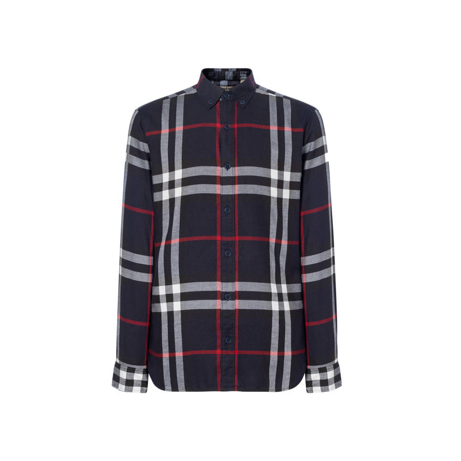 Burberry Shirts Men's Blue Lapel Moderate Other