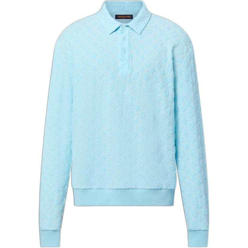 LOUIS VUITTON x Tyler Monogram Long Sleeved Cotton Polo Shirt Polo Shirt Men's Blue