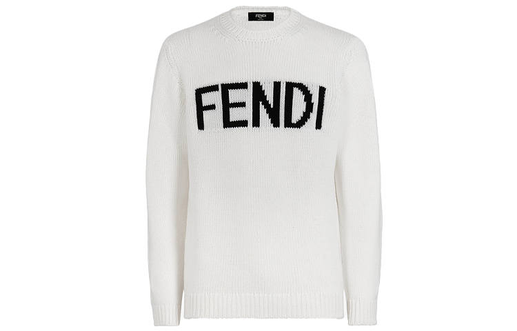 FENDI Sweaters Men's White Crew Neck Moderate Other