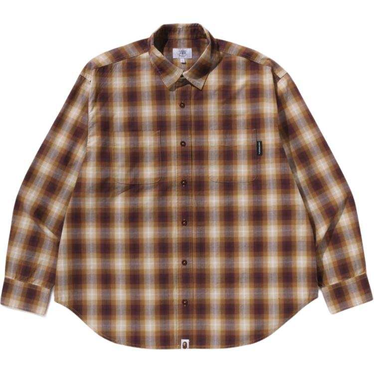 A BATHING APE Bape Ombre Check College Relaxed Fit Shirt