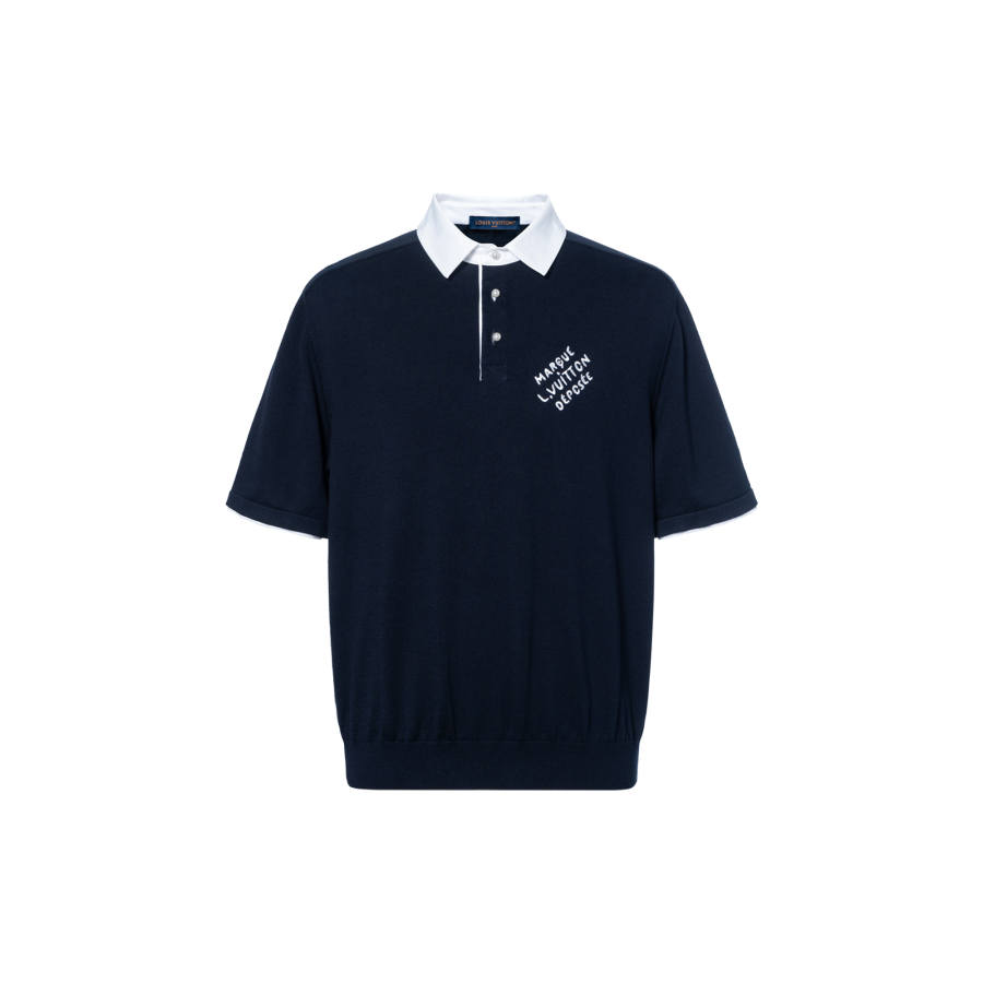 LOUIS VUITTON Embroidered Short Sleeved Cotton Blend Polo Shirt