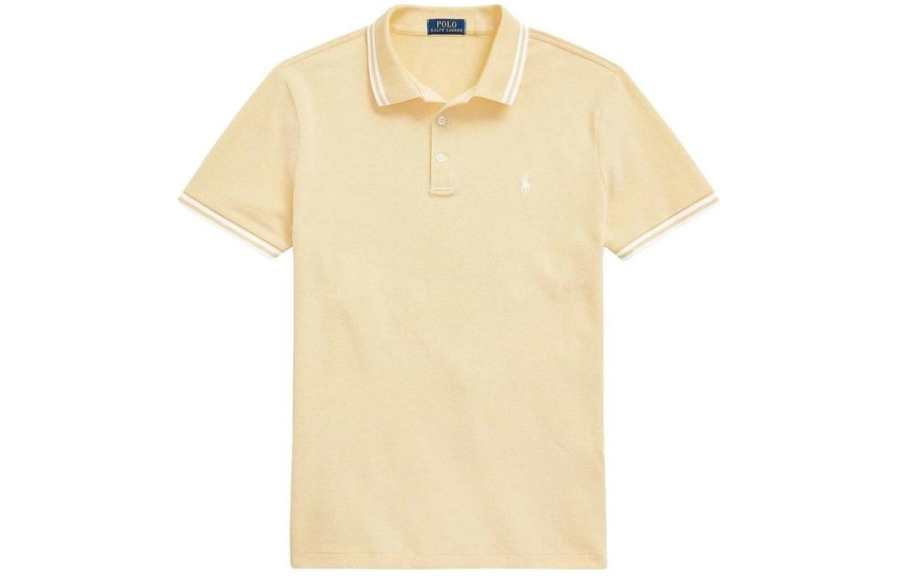 Polo Ralph Lauren Polo Shirt Custom Slim Fit Men's Beige Yellow