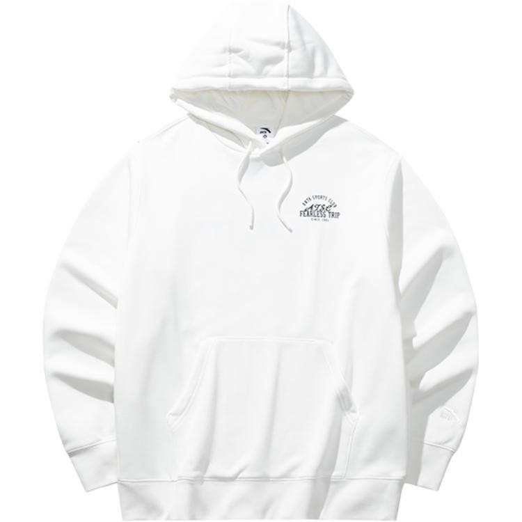 Anta Life Collection Letter Hooded Comfortable And Breathable Versatile Loose Fit Fleece Lined Sweatshirt Men's