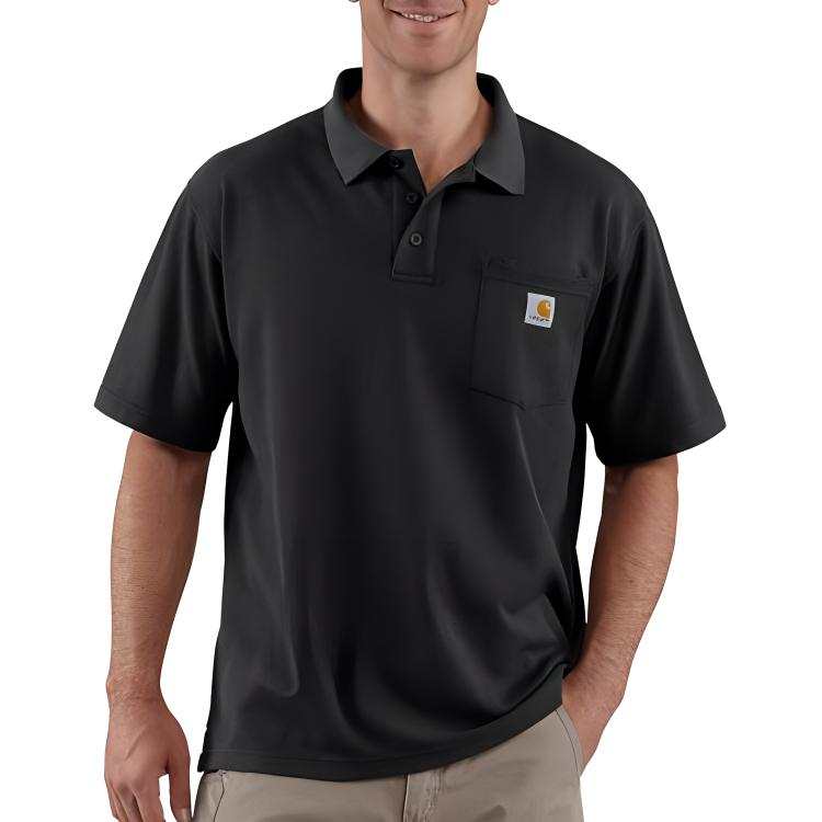 Carhartt 106685 Loose Fit Midweight Short Sleeve Pocket Polo Shirt Men's Black