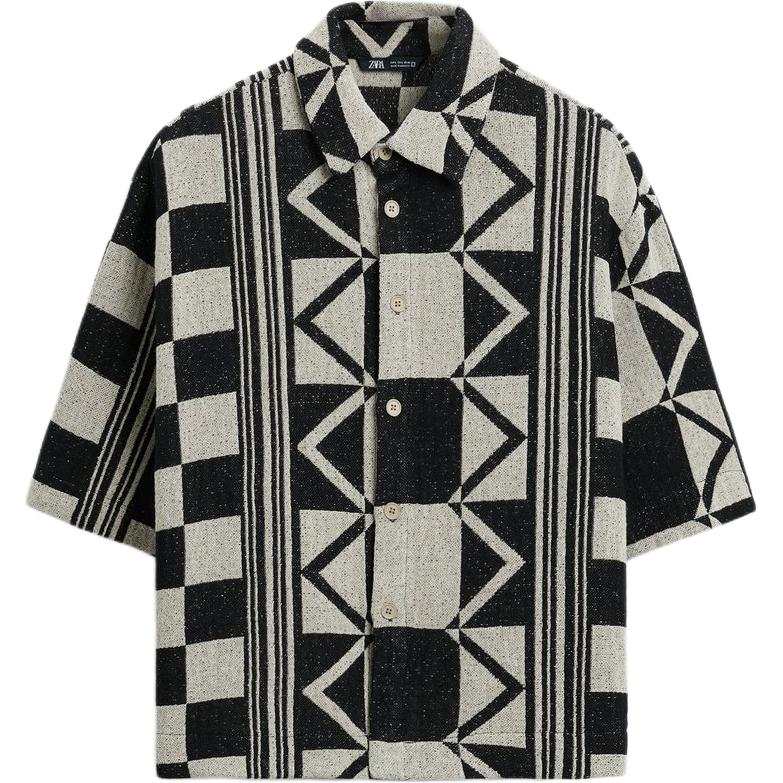 ZARA Shirts Men's Black/White Lapel Moderate Other