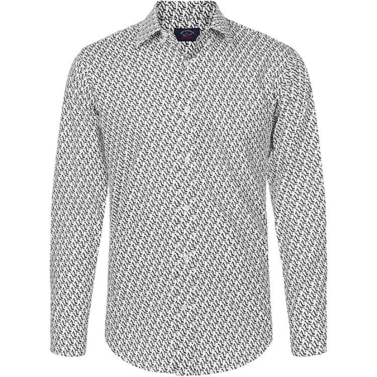 Paul & Shark Shirt Men's White Base With Subtle Floral