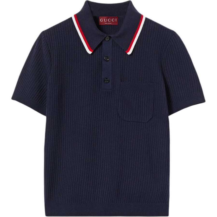 GUCCI Lido Polo Shirt Men's Navy Blue