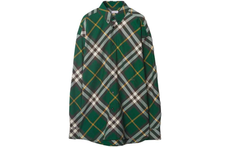 Burberry EKD-embroidered checkered cotton shirt