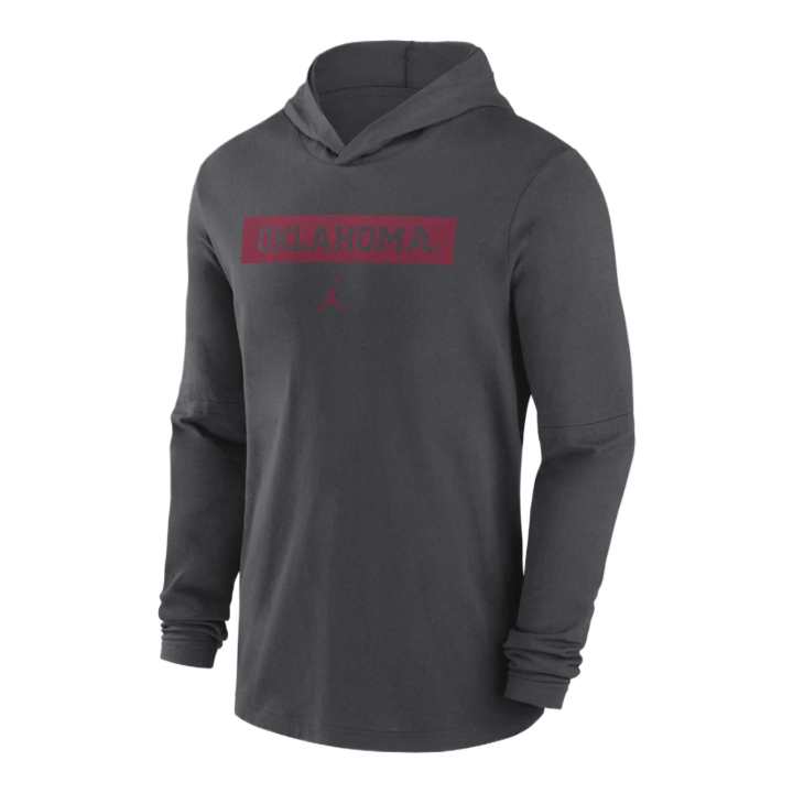 Jordan Jordan Oklahoma Sooners Sideline Men's Jordan Dri FIT College Long Sleeve Hooded Top